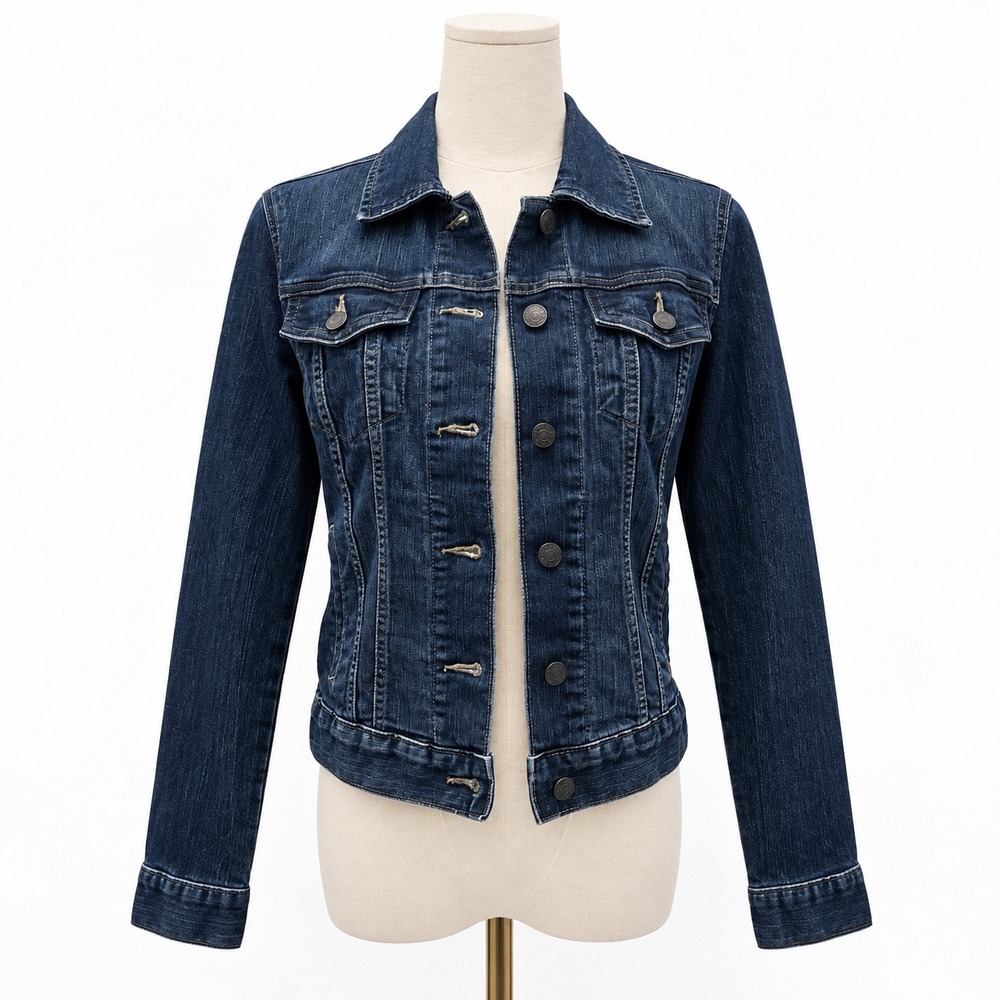 Banana Republic Stretch Denim Jacket Dark Wash Classic Trucker Aesthetic